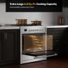 imageEmpava Gas Range 43 Cu Ft Convection Oven with Touch Timer 5 Deep Recessed Burners Cooktop Heavy Duty Continuous Grates in Stainless Steel Freestanding ampamp Slidein Stove36 Inch36GR12
