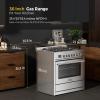 imageEmpava Gas Range Convection Oven 43 Cu Ft with Touch Timer 5 Deep Recessed Burners Cooktop Heavy Duty Continuous Grates in Stainless Steel Freestanding ampamp Slidein36 Inch