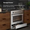 imageEmpava Gas Range Convection Oven 43 Cu Ft with Touch Timer 5 Deep Recessed Burners Cooktop Heavy Duty Continuous Grates in Stainless Steel Freestanding ampamp Slidein36 Inch