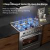 imageEmpava Gas Range Convection Oven 43 Cu Ft with Touch Timer 5 Deep Recessed Burners Cooktop Heavy Duty Continuous Grates in Stainless Steel Freestanding ampamp Slidein36 Inch
