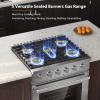 imageEmpava Gas RangeTrue Convection Oven 455 Cu Ft 5 Deep Recessed Burners Cooktop Heavy Duty Continuous Grates in Stainless Steel with Storage Drawer Freestanding ampamp Slidein30 InchGR10