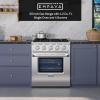 imageEmpava Gas RangeTrue Convection Oven 455 Cu Ft 5 Deep Recessed Burners Cooktop Heavy Duty Continuous Grates in Stainless Steel with Storage Drawer Freestanding ampamp Slidein30 InchContemporary