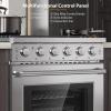 imageEmpava Gas RangeTrue Convection Oven 455 Cu Ft 5 Deep Recessed Burners Cooktop Heavy Duty Continuous Grates in Stainless Steel with Storage Drawer Freestanding ampamp Slidein30 InchGR10