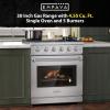 imageEmpava Gas RangeTrue Convection Oven 455 Cu Ft 5 Deep Recessed Burners Cooktop Heavy Duty Continuous Grates in Stainless Steel with Storage Drawer Freestanding ampamp Slidein30 InchGR10