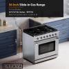 imageEmpava Gas RangeTrue Convection Oven 60 Cu Ft6 Deep Recessed Burners Cooktop Heavy Duty Continuous Grates in Stainless Steel with Storage Drawer Freestanding ampamp Slidein36 InchGR11