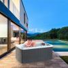 imageEmpava Outdoor Massage Whirlpool Spa 3Person 22Jet Lounger Acrylic Hot Tub with Ozonator White 7283quot L x4724 W x 2874quot H