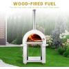 imageEmpava Outdoor Pizza Oven with Open Shelf and Wheels Portable Wood Fired for Grill ampamp Outside Camping Backyard Party in Stainless Steel 386Inch Italian Red