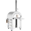 imageEmpava Pizza Oven with Open Shelf and Wheels for Outdoor Kitchen Wood Fire for Grill ampamp Camping Backyard Party in Stainless Steel 386 Inch Italian RedStainless Steel