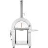 imageEmpava Pizza Oven with Open Shelf and Wheels for Outdoor Kitchen Wood Fire for Grill ampamp Camping Backyard Party in Stainless Steel 386 Inch Italian RedStainless Steel