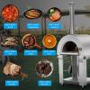 imageEmpava Pizza Oven with Open Shelf and Wheels for Outdoor Kitchen Wood Fire for Grill ampamp Camping Backyard Party in Stainless Steel 386 Inch Italian RedSilver