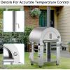 imageEmpava Pizza Oven with Open Shelf and Wheels for Outdoor Kitchen Wood Fire for Grill ampamp Camping Backyard Party in Stainless Steel 386 Inch Italian RedSilver