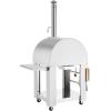 imageEmpava Pizza Oven with Open Shelf and Wheels for Outdoor Kitchen Wood Fire for Grill ampamp Camping Backyard Party in Stainless Steel 386 Inch Italian RedStainless Steel