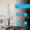 imageEmpava Pizza Oven with Open Shelf and Wheels for Outdoor Kitchen Wood Fire for Grill ampamp Camping Backyard Party in Stainless Steel 386 Inch Italian RedSilver