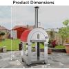 imageEmpava Pizza Oven with Open Shelf and Wheels for Outdoor Kitchen Wood Fire for Grill ampamp Camping Backyard Party in Stainless Steel 386 Inch Italian RedItalian Red