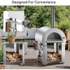 imageEmpava Pizza Oven with Open Shelf and Wheels for Outdoor Kitchen Wood Fire for Grill ampamp Camping Backyard Party in Stainless Steel 386 Inch Italian RedSilver