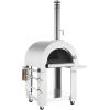 imageEmpava Pizza Oven with Open Shelf and Wheels for Outdoor Kitchen Wood Fire for Grill ampamp Camping Backyard Party in Stainless Steel 386 Inch Italian RedStainless Steel