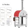 imageEmpava Pizza Oven with Wheels and Side Panel for Outdoor Kitchen Wood Fired for Grill ampamp Outside Camping Backyard Party in Stainless SteelFreestanding46 Inch SilverSilverItalian Red