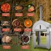 imageEmpava Pizza Oven with Wheels and Side Panel for Outdoor Kitchen Wood Fired for Grill ampamp Outside Camping Backyard Party in Stainless SteelFreestanding46 Inch SilverSilver