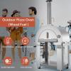 imageEmpava Pizza Oven with Wheels and Side Panel for Outdoor Kitchen Wood Fired for Grill ampamp Outside Camping Backyard Party in Stainless SteelFreestanding46 Inch SilverSilver