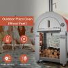 imageEmpava Pizza Oven with Wheels and Side Panel for Outdoor Kitchen Wood Fired for Grill ampamp Outside Camping Backyard Party in Stainless SteelFreestanding46 Inch SilverSilverItalian Red