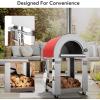imageEmpava Pizza Oven with Wheels and Side Panel for Outdoor Kitchen Wood Fired for Grill ampamp Outside Camping Backyard Party in Stainless SteelFreestanding46 Inch SilverSilverItalian Red