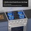 imageEmpava Slidein ampamp Freestanding Gas Range Stove455 Cu Ft Convection Oven Capacity with Mechanical Knobs ControlHeavy Duty Cast Iron Grates 5 Sealed Burners Cooktop Stainless Steel30 InchGR07