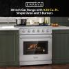 imageEmpava Slidein ampamp Freestanding Gas Range Stove455 Cu Ft Convection Oven Capacity with Mechanical Knobs ControlHeavy Duty Cast Iron Grates 5 Sealed Burners Cooktop Stainless Steel30 InchGR10