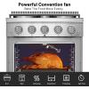 imageEmpava Slidein ampamp Freestanding Gas Range Stove455 Cu Ft Convection Oven Capacity with Mechanical Knobs ControlHeavy Duty Cast Iron Grates 5 Sealed Burners Cooktop Stainless Steel30 InchGR03