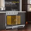 imageEmpava Slidein ampamp Freestanding Gas Range Stove455 Cu Ft Convection Oven Capacity with Mechanical Knobs ControlHeavy Duty Cast Iron Grates 5 Sealed Burners Cooktop Stainless Steel30 InchGR10