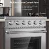 imageEmpava Slidein ampamp Freestanding Gas Range Stove455 Cu Ft Convection Oven Capacity with Mechanical Knobs ControlHeavy Duty Cast Iron Grates 5 Sealed Burners Cooktop Stainless Steel30 InchGR10