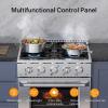 imageEmpava Slidein ampamp Freestanding Gas Range Stove455 Cu Ft Convection Oven Capacity with Mechanical Knobs ControlHeavy Duty Cast Iron Grates 5 Sealed Burners Cooktop Stainless Steel30 InchGR07