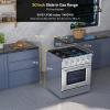 imageEmpava Slidein ampamp Freestanding Gas Range Stove455 Cu Ft Convection Oven Capacity with Mechanical Knobs ControlHeavy Duty Cast Iron Grates 5 Sealed Burners Cooktop Stainless Steel30 InchGR07