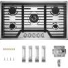 imageEmpava 12quot Gas Stove Cooktop with 2 Italy Sabaf Sealed Burners NGLPG Convertible in Stainless Steel 12 inchesGC36