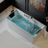 imageEmpava 59Inch White Freestanding Whirlpool Bathtub Rectangular with 8 Hydromassage Adjustable Water Jets