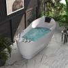 imageEmpava 67 Inch Freestanding Whirlpool Tub  Acrylic Jetted Hydrotherapy Massage BathtubDeep Concave Back Tapered InteriorETL Certified