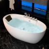 imageEmpava 67 Inch Freestanding Whirlpool Tub  Stand Alone Jetted Bathtub with Large Recline Angle Boat Shape Hydromassage AcrylicETL Certified