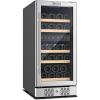 imageEmpava EMPVWC02D 29 Bottle Dual Zone Cooler Freestanding Wine Cellars 15 Inch Black and Stainless Steel
