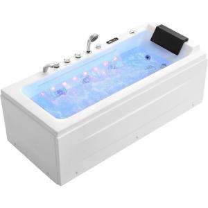 image67 Whirlpool TubEmpava Jetted Bathtub with Heater17 JetsWaterfallLightHydro Massage with LED Control Panel