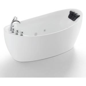 image67 in Acrylic Freestanding Bath Tub Hydromassage Gracefully Oval Shaped 7 Water Jets Soaking SPA SingleEnded Massage Bathtubs with Pillow  White