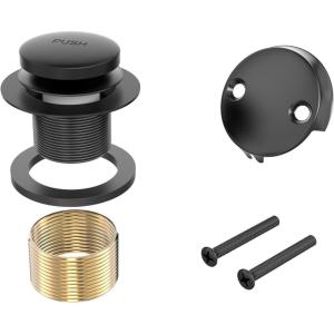 imageBath Tub Drain and Overflow Kit Tub Drain Replacement with TwoHole Overflow Faceplate and Universal FineCoarse Thread Matt Black