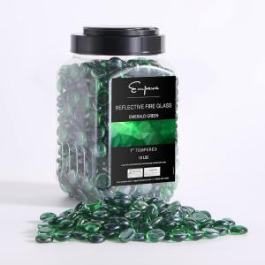 imageEmpava 10 lbs 10in Drop Beads Reflective Tempered Glass for Gas Fire Pit Onyx BlackEmerald Green