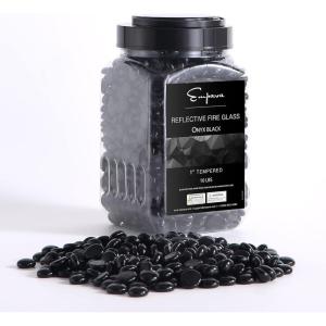 imageEmpava 10 lbs 10in Drop Beads Reflective Tempered Glass for Gas Fire Pit Onyx BlackOnyx Black