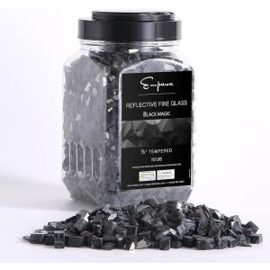 imageEmpava 10 lbs 12in Reflective Tempered Glass for Gas Fire Pit Caribbean BlueBlack Magic