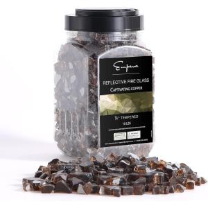 imageEmpava 10 lbs 12in Reflective Tempered Glass for Gas Fire Pit Caribbean BlueCaptivating Copper