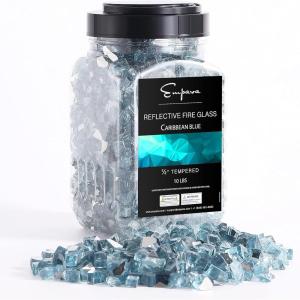 imageEmpava 10 lbs 12in Reflective Tempered Glass for Gas Fire Pit Caribbean BlueCaribbean Blue