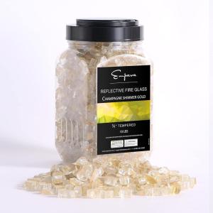 imageEmpava 10 lbs 12in Reflective Tempered Glass for Gas Fire Pit Caribbean BlueChampagne Shimmer Gold