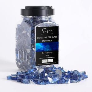 imageEmpava 10 lbs 12in Reflective Tempered Glass for Gas Fire Pit Caribbean BlueMidnight Blue