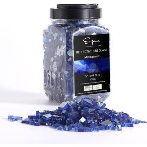 imageEmpava 10 lbs 14in Reflective Tempered Fire Glass for Gas Fire Pit in Midnight Blue
