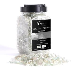 imageEmpava 10 lbs 14in Reflective Tempered Fire Glass for Gas Fire Pit in Midnight BlueCrystal Ice
