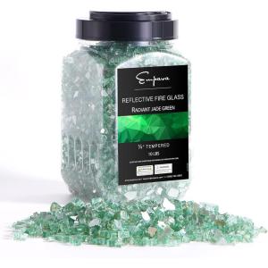 imageEmpava 10 lbs 14in Reflective Tempered Glass for Gas Fire Pit Radiant Jade Green